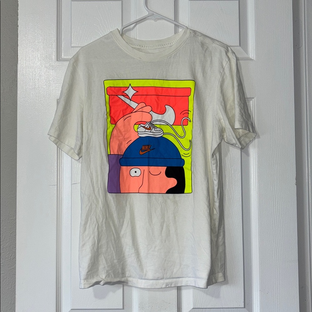 Nike White Tee with Colorful Cartoon Graphic - Picture 2 of 4